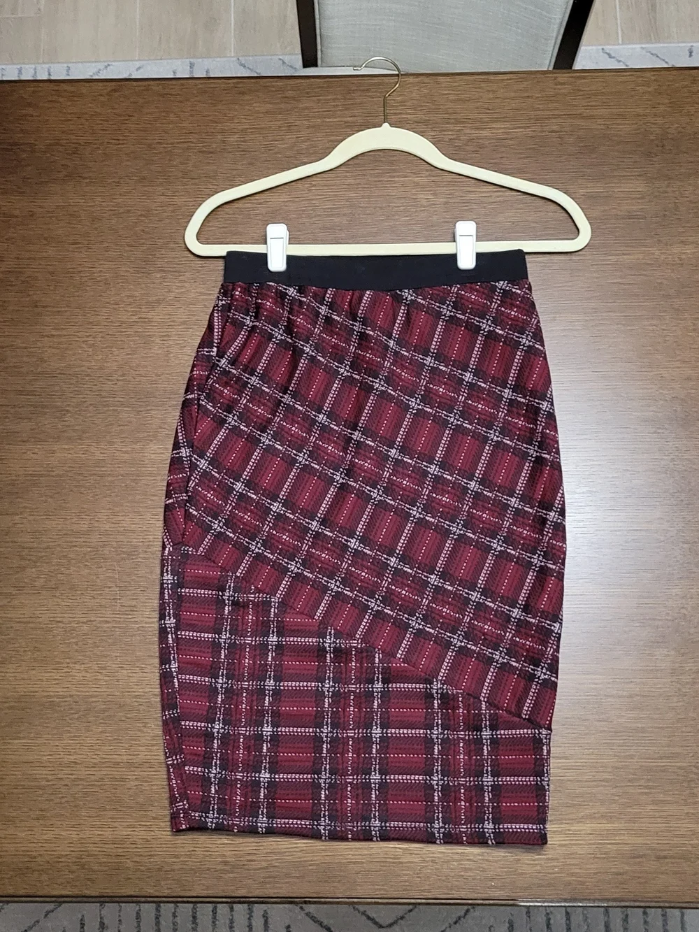 Joe Benbasset Burgundy Plaid Pencil Skirt